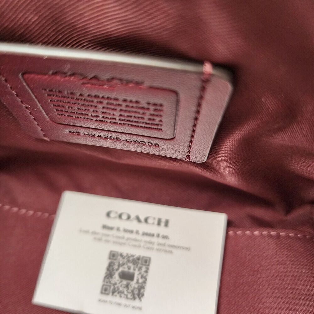 NWT Coach CW336 Zip Top Shoulder Bag In Crossgrain Leather Merlot - Picture 8 of 8